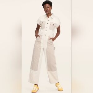 Woolrich Two-Tone Cream and Beige Utility Jumpsuit